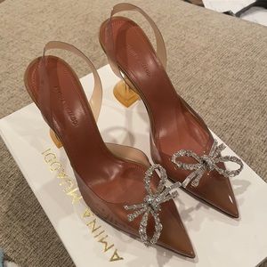 COPY - Amina Muaddi Beige Rosie Glass Heels 36